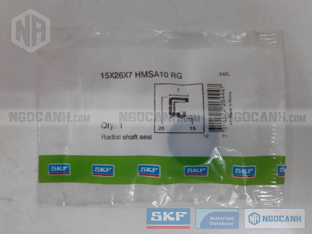 Hình ảnh mặt trước Phớt chặn SKF 15x26x7 HMSA10 RG, sản phẩm có xuất xứ CHINA.