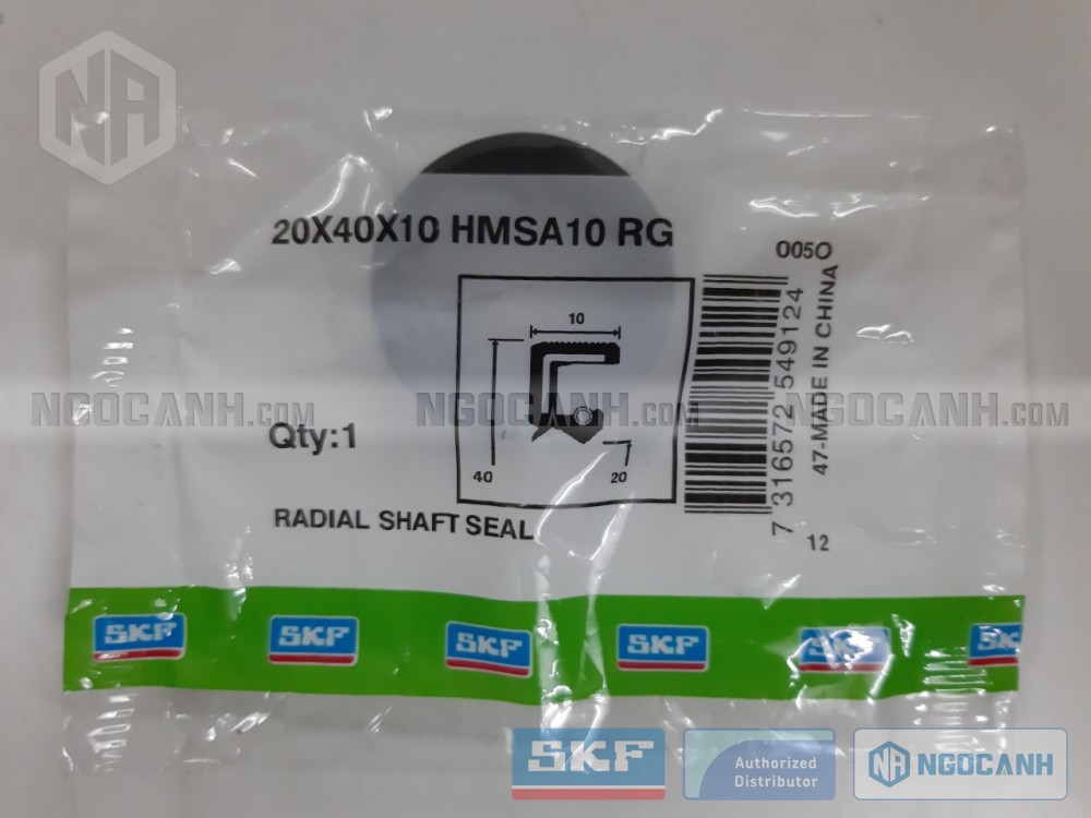 Hình ảnh mặt trước Phớt chặn SKF 20x40x10 HMSA10 RG, sản phẩm có xuất xứ CHINA.