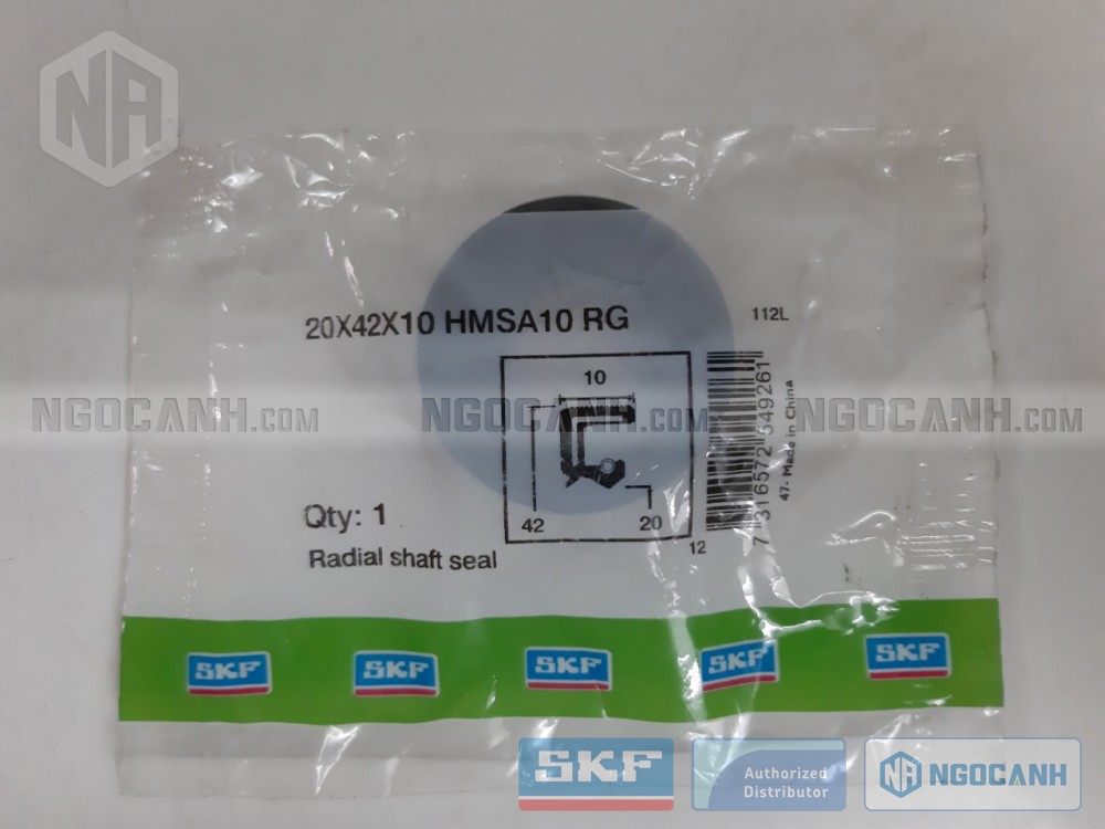 Hình ảnh mặt trước Phớt chặn SKF 20x42x10 HMSA10 RG, sản phẩm có xuất xứ CHINA. 