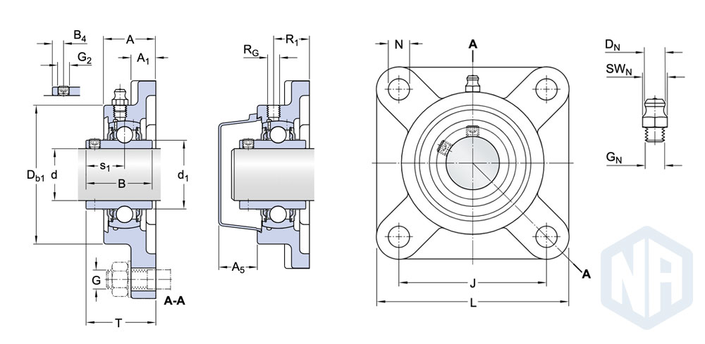 Thông số kỹ thuật gối UCF SKF