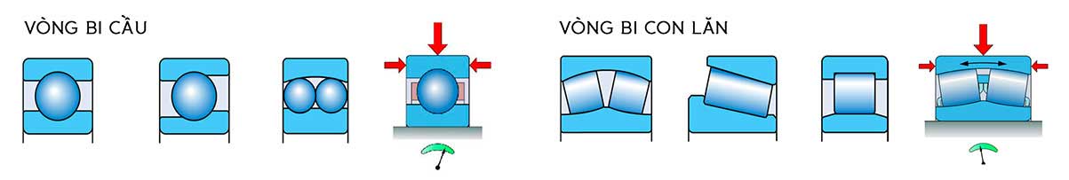 sự khác nhau về cấu tạo và đặc tính chịu tải của vòng bi cầu