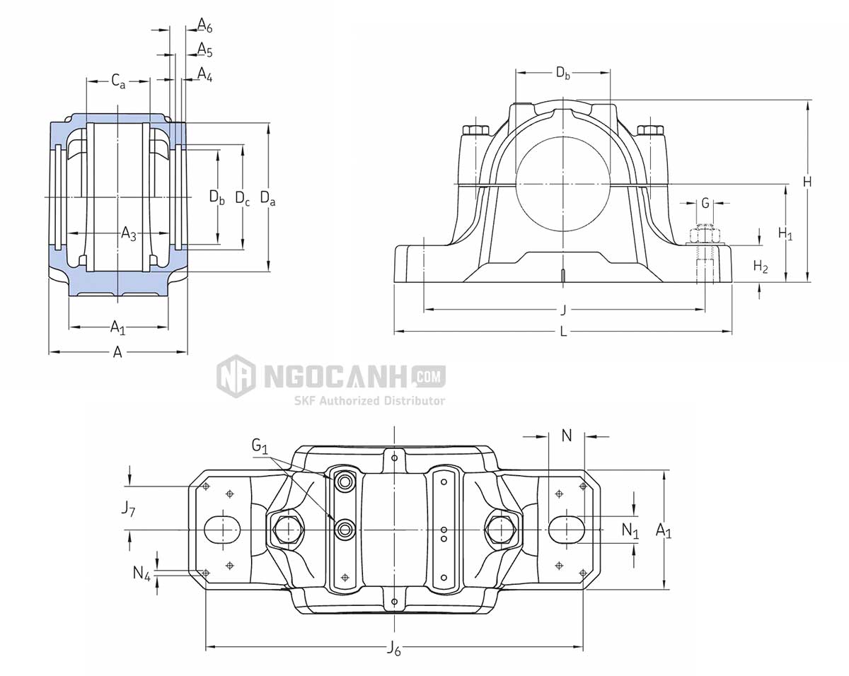 Thông số gối đỡ 2 nửa SKF SNL 518-615
