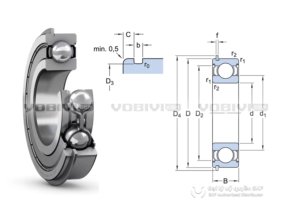 Vòng bi 6202-2ZNR chính hãng SKF