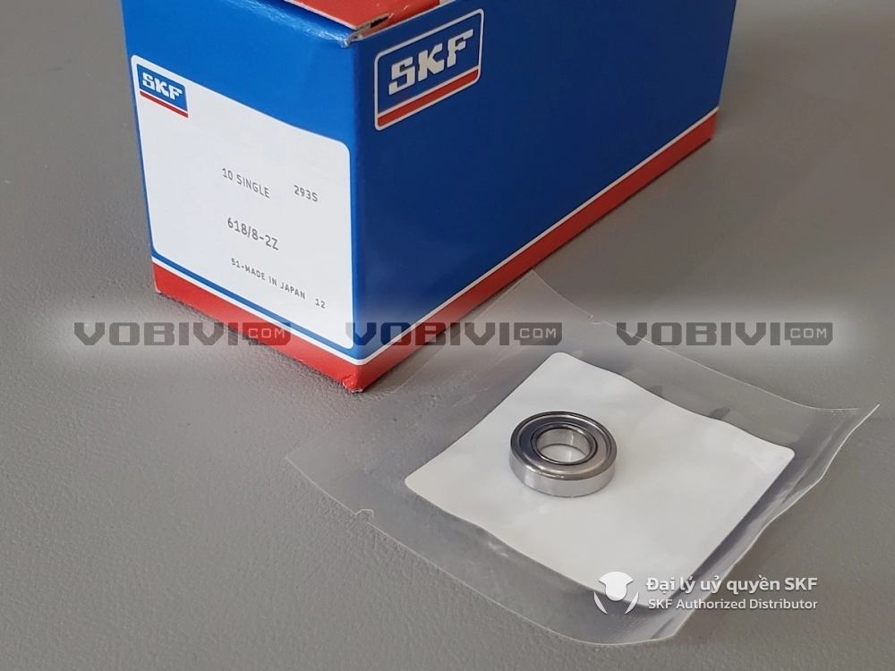 Cấu tạo 2 nắp chắn mỡ bằng sắt của vòng bi SKF 618/8-2Z chính hãng.