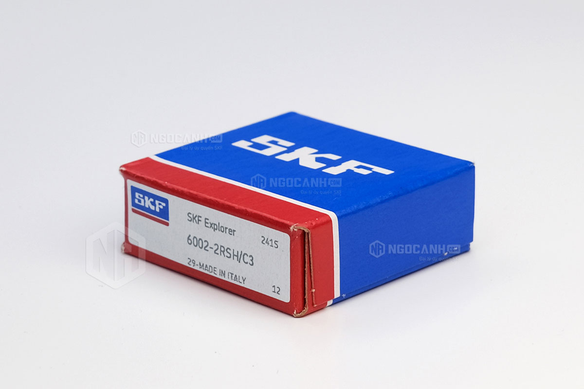 Vòng bi SKF 6002-2RSH/C3 có cấu tạo sử dụng 2 phớt chắn mỡ bằng cao su (Ký hiệu 2RSH) và có khe hở C3