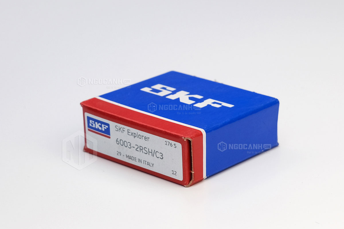 Vòng bi SKF 6003-2RSH/C3 có cấu tạo sử dụng 2 phớt chắn mỡ bằng cao su (Ký hiệu 2RSH) và có khe hở C3