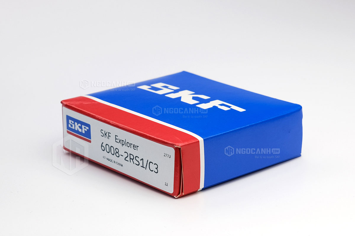 Vòng bi SKF 6008-2RS1/C3 có cấu tạo sử dụng 2 phớt chắn mỡ bằng cao su (Ký hiệu 2RS1) và có khe hở C3