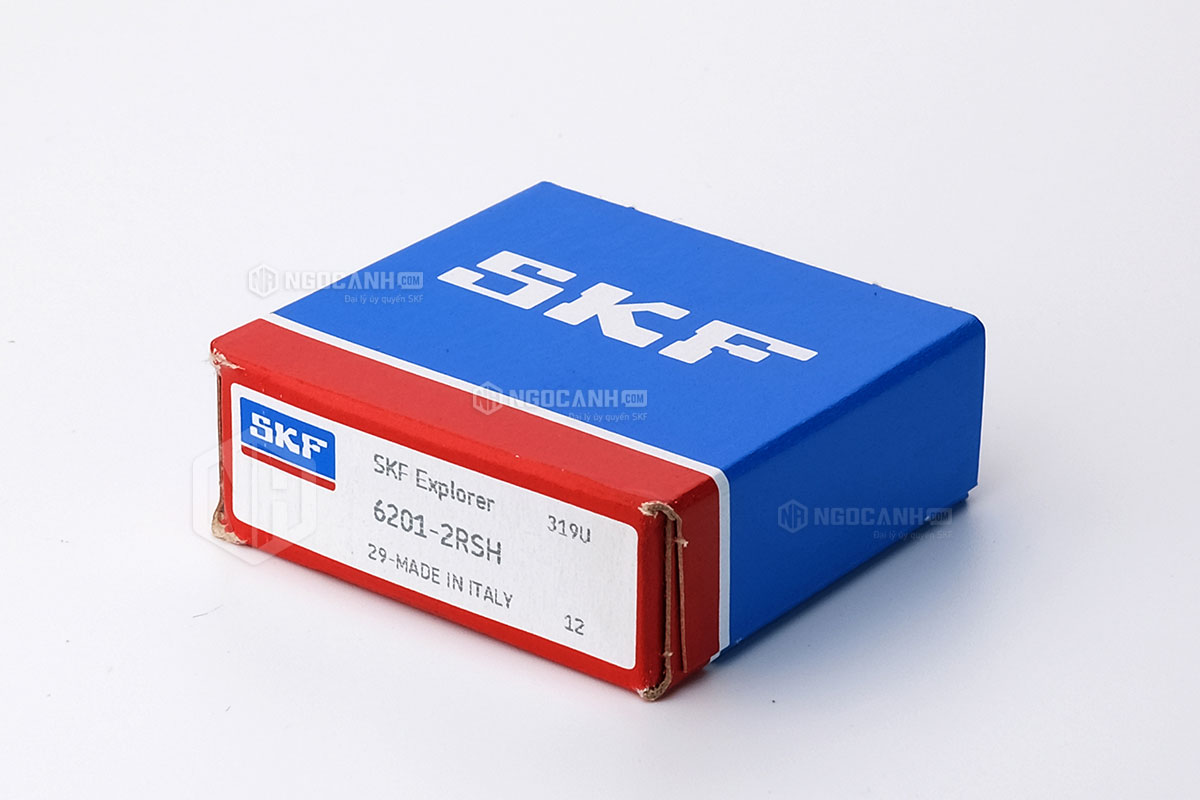 Vòng bi SKF 6201-2RSH có cấu tạo sử dụng 2 phớt chắn mỡ bằng cao su (Ký hiệu 2RSH)