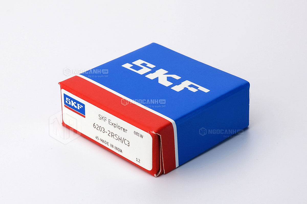 Vòng bi SKF 6203-2RSH/C3 có cấu tạo sử dụng 2 phớt chắn mỡ bằng cao su (Ký hiệu 2RSH) và có khe hở C3