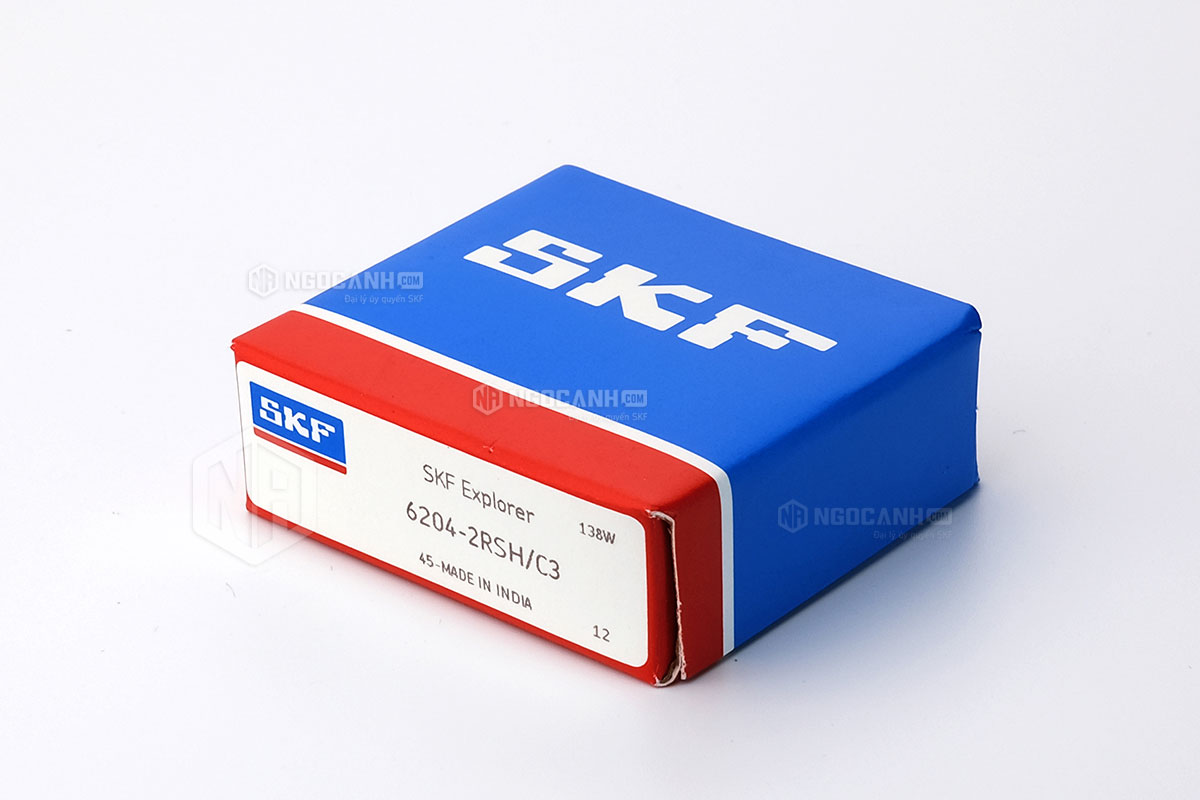 Vòng bi SKF 6204-2RSH/C3 có cấu tạo sử dụng 2 phớt chắn mỡ bằng cao su (Ký hiệu 2RSH) và có khe hở C3