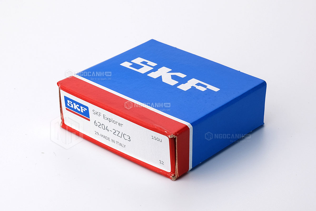 Vòng bi SKF 6204-2Z/C3 có cấu tạo sử dụng 2 phớt chắn mỡ bằng thép (Ký hiệu 2Z) và có khe hở C3