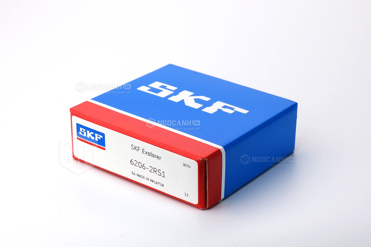 Vòng bi SKF 6206-2RS1 có cấu tạo sử dụng 2 phớt chắn mỡ bằng cao su (Ký hiệu 2RS1)