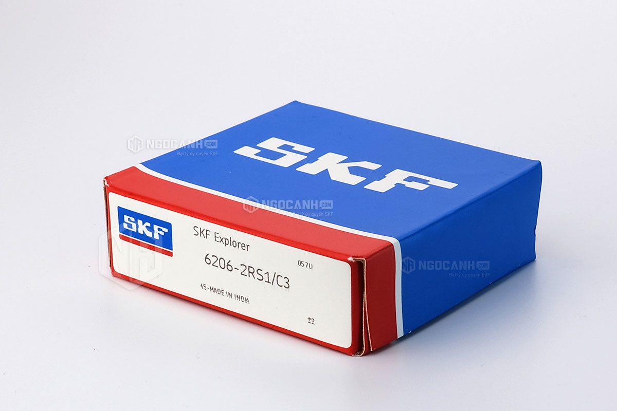 Vòng bi SKF 6206-2RS1/C3 có cấu tạo sử dụng 2 phớt chắn mỡ bằng cao su (Ký hiệu 2RS1) và có khe hở C3