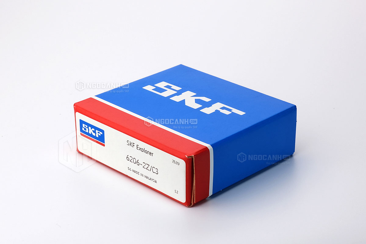 Vòng bi SKF 6206-2Z/C3 có cấu tạo sử dụng 2 phớt chắn mỡ bằng thép (Ký hiệu 2Z) và có khe hở C3