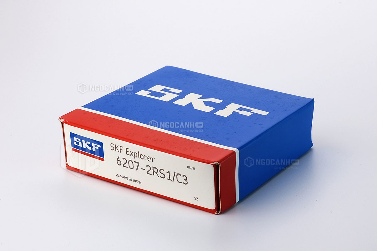 Vòng bi SKF 6207-2RS1/C3 có cấu tạo sử dụng 2 phớt chắn mỡ bằng cao su (Ký hiệu 2RS1) và có khe hở C3