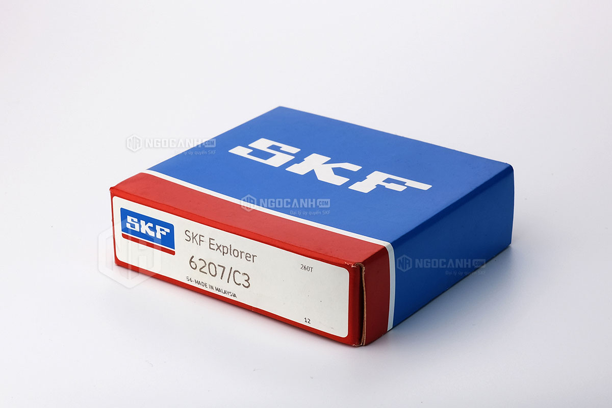 Vòng bi SKF 6207/C3 cấu tạo không sử dụng phớt chắn mỡ và có khe hở C3