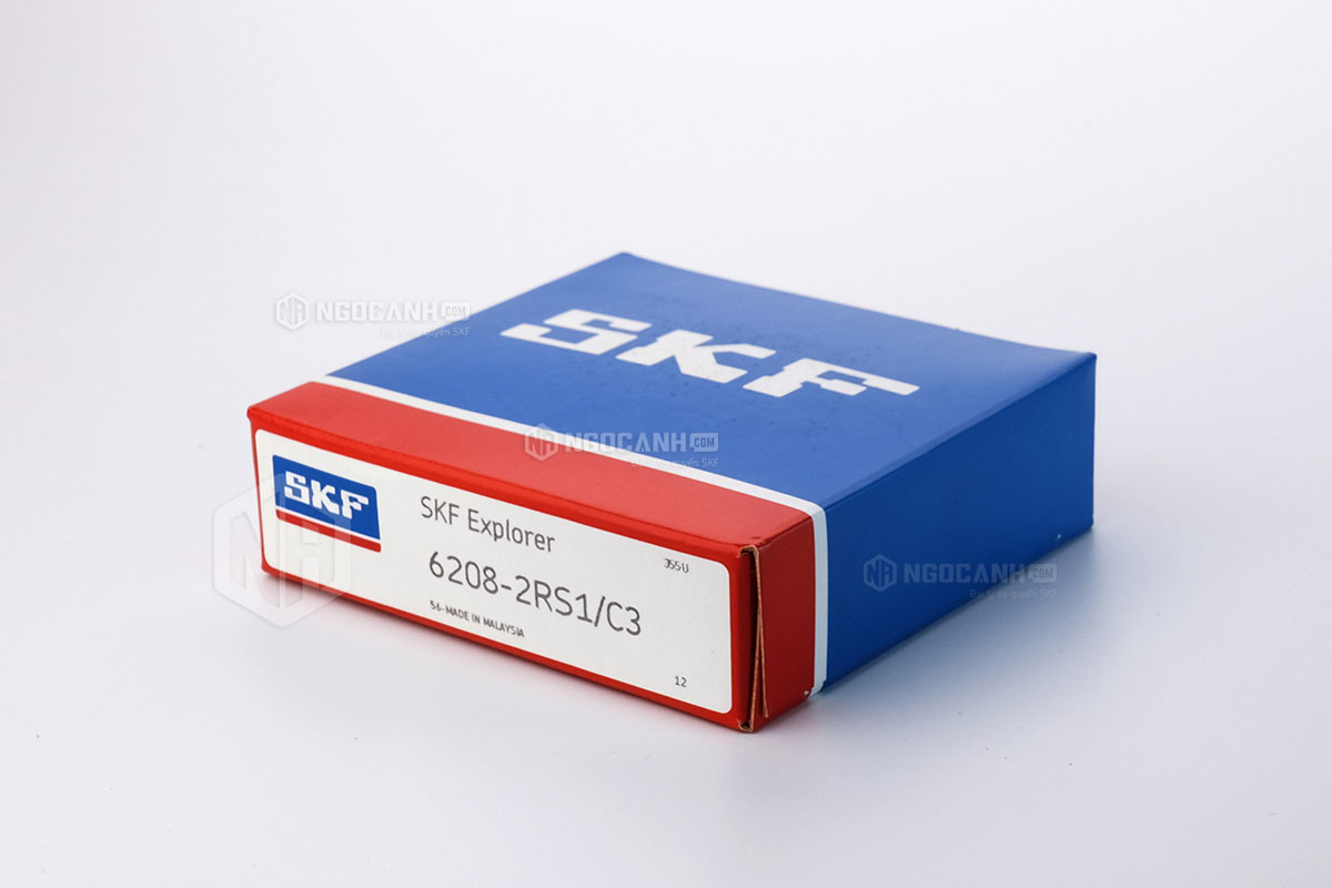 Vòng bi SKF 6208-2RS1/C3 có cấu tạo sử dụng 2 phớt chắn mỡ bằng cao su (Ký hiệu 2RS1) và có khe hở C3