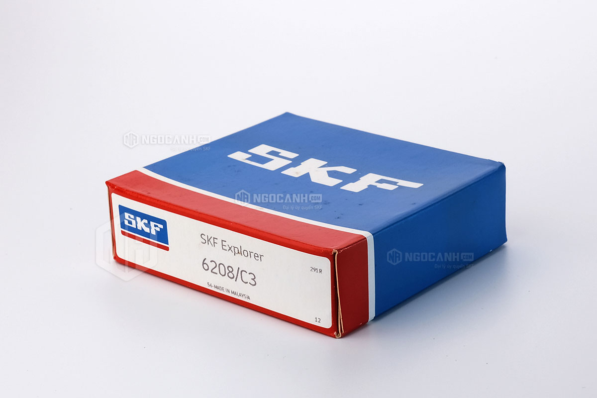 Vòng bi SKF 6208/C3 cấu tạo không sử dụng phớt chắn mỡ và có khe hở C3