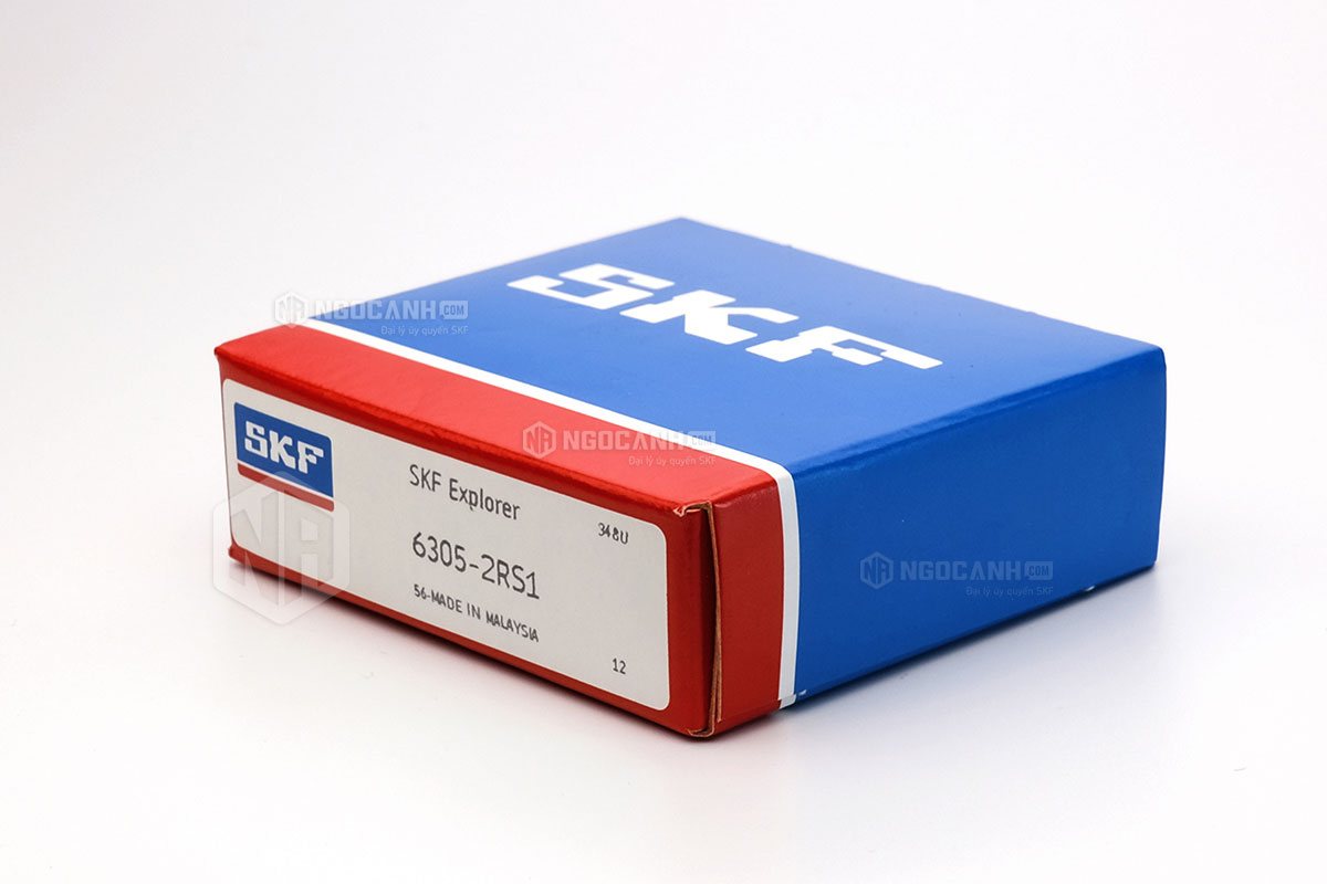 Vòng bi SKF 6305-2RS1 có cấu tạo sử dụng 2 phớt chắn mỡ bằng cao su (Ký hiệu 2RS1)