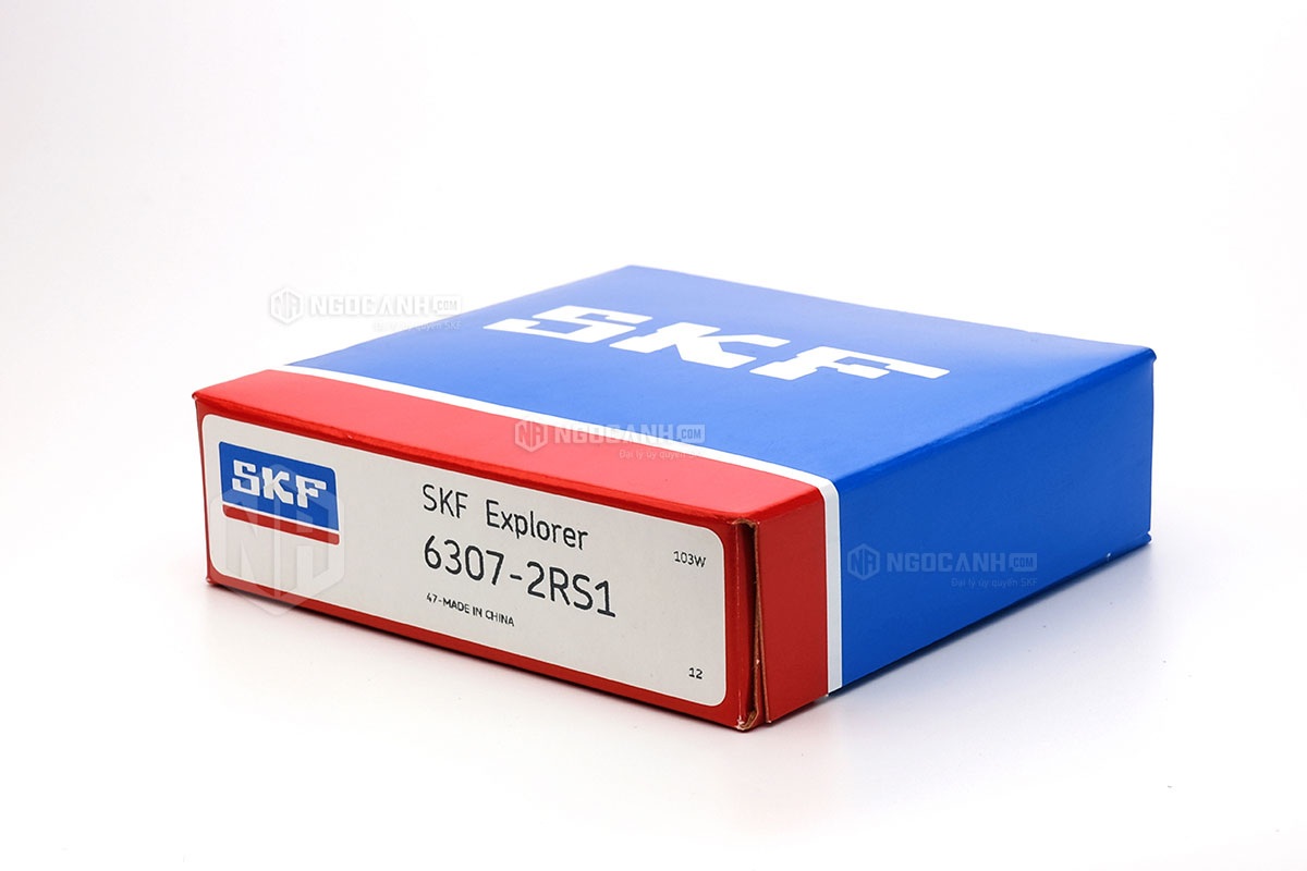 Vòng bi SKF 6307-2RS1 có cấu tạo sử dụng 2 phớt chắn mỡ bằng cao su (Ký hiệu 2RS1)