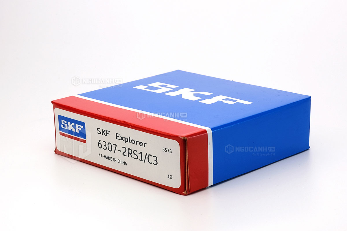 Vòng bi SKF 6307-2RS1/C3 có cấu tạo sử dụng 2 phớt chắn mỡ bằng cao su (Ký hiệu 2RS1) và có khe hở C3