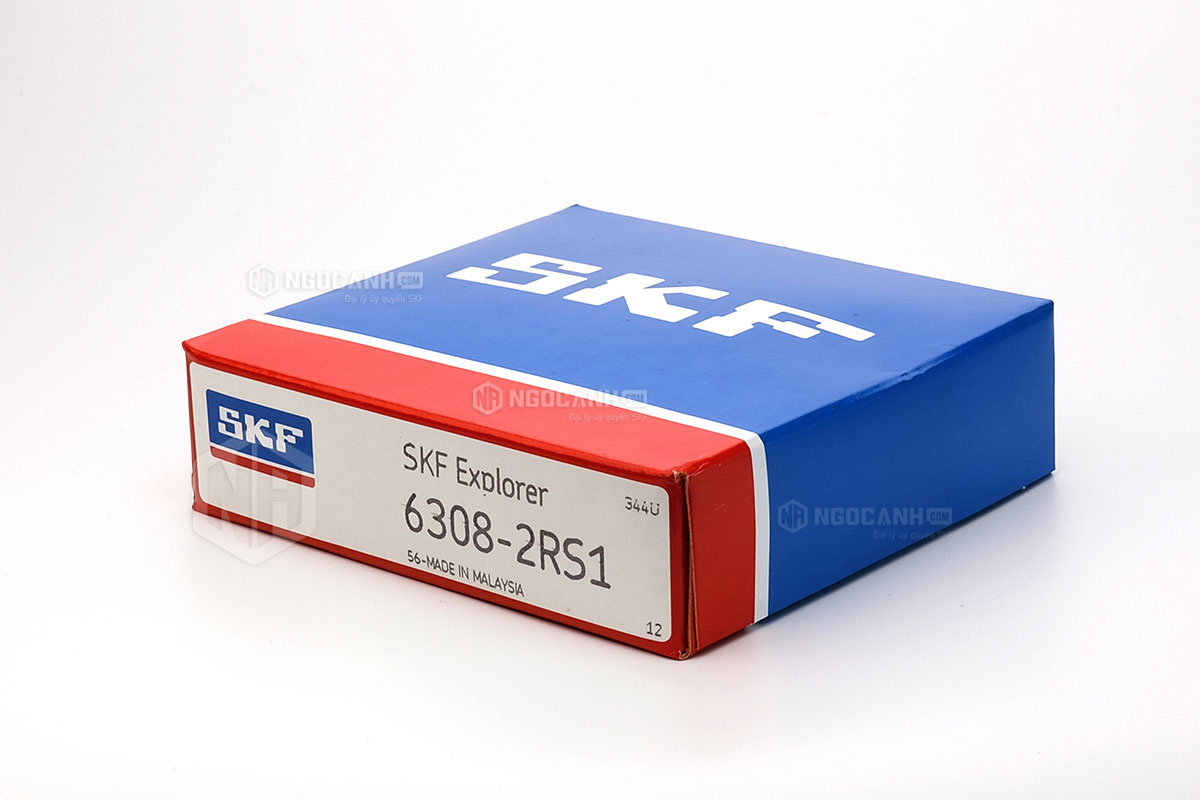 Vòng bi SKF 6308-2RS1 có cấu tạo sử dụng 2 phớt chắn mỡ bằng cao su (Ký hiệu 2RS1)