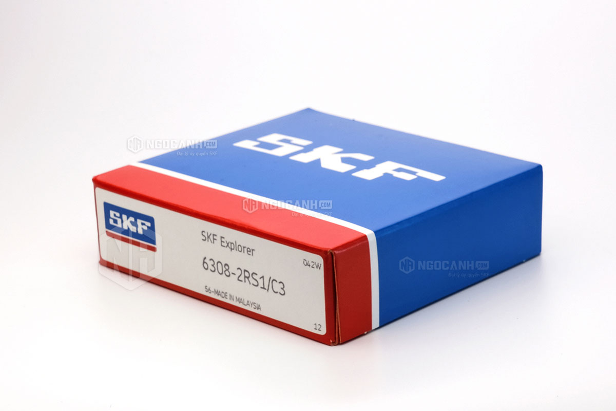 Vòng bi SKF 6308-2RS1/C3 có cấu tạo sử dụng 2 phớt chắn mỡ bằng cao su (Ký hiệu 2RS1) và có khe hở C3