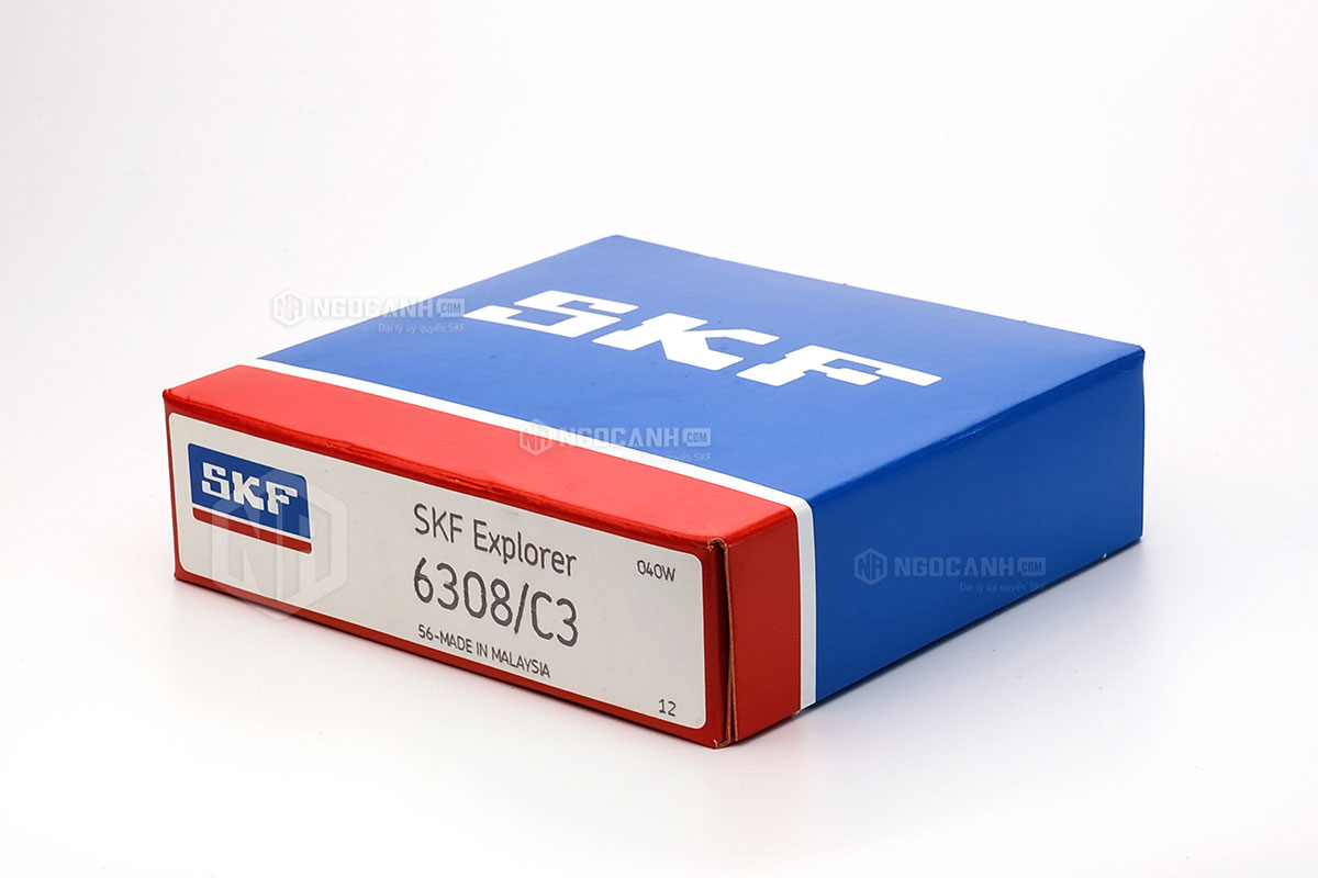 Vòng bi SKF 6308/C3 cấu tạo không sử dụng phớt chắn mỡ và có khe hở C3