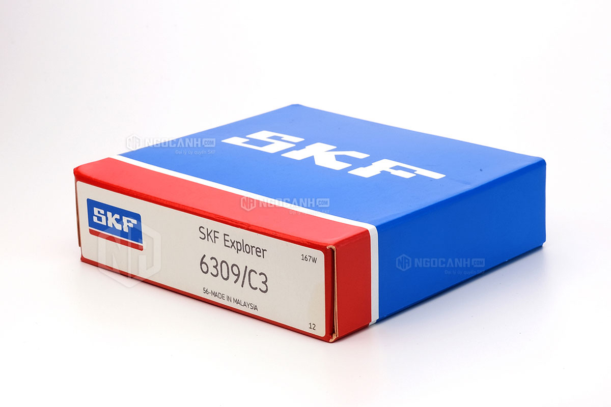 Vòng bi SKF 6309/C3 cấu tạo không sử dụng phớt chắn mỡ và có khe hở C3
